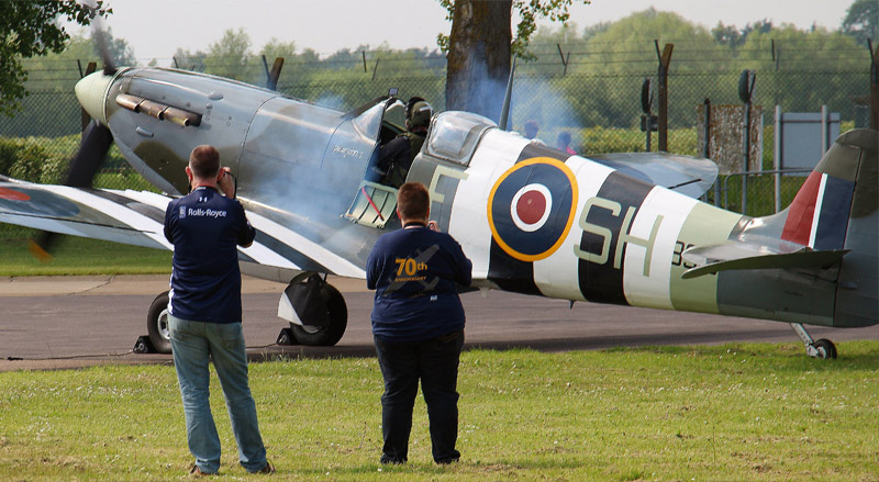 ‘Up close and personal’ with BBMF Spitfire Mk Vb AB910 as it starts up.