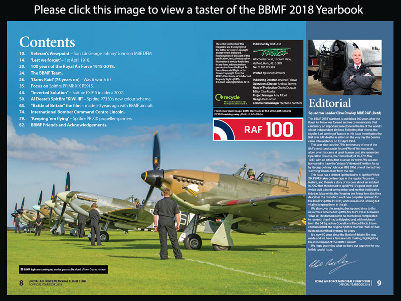 BBMF 2018 Yearbook contents list