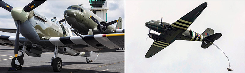 BBMF Spitfire Mk Vb AB910 and C-47 Dakota ZA947