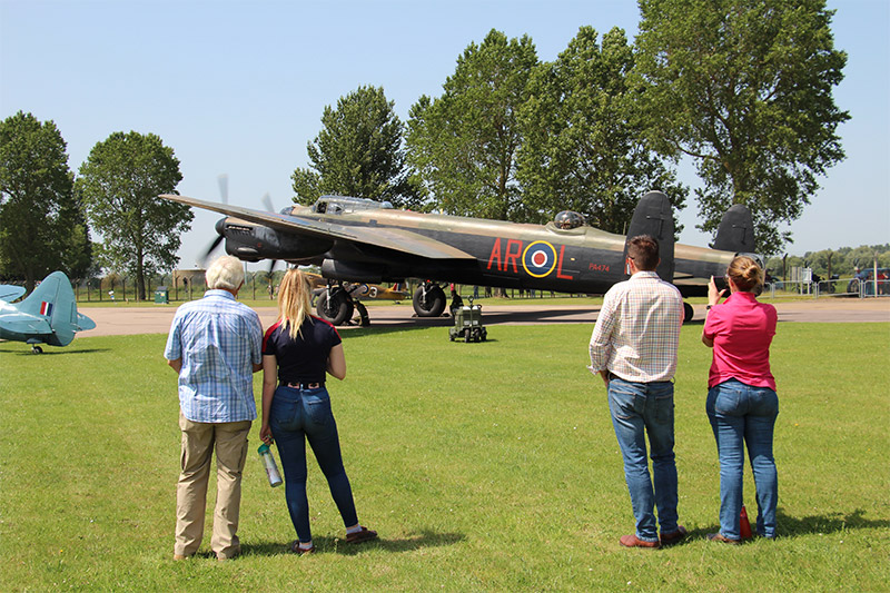 Anthony and his family watching the Lancaster
