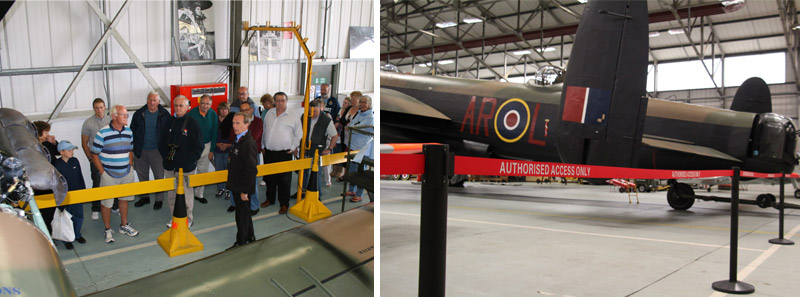 The new retractable belt barriers in the BBMF hangar are less obtrusive and look much smarter.