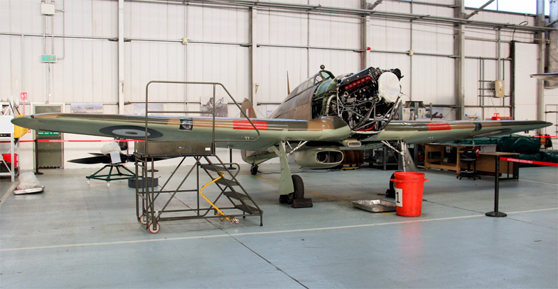 Hurricane LF363 in the BBMF hangar