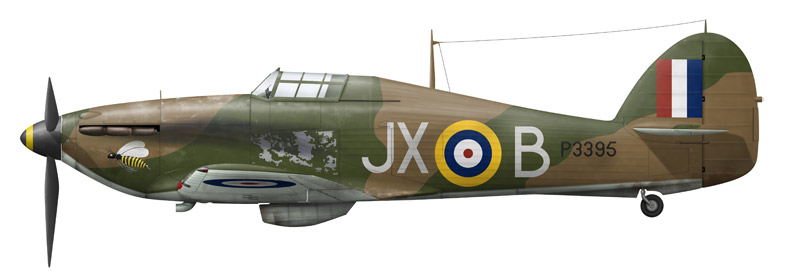 Hurricane P3395 ‘JX-B’ with wasp nose art