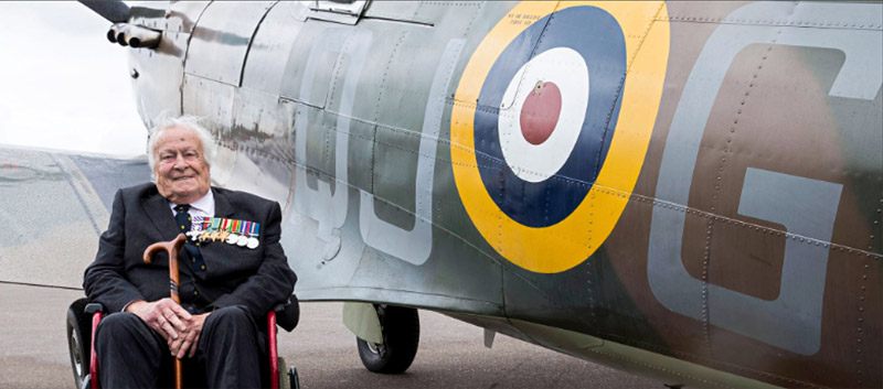 Geoffrey Wellum with BBMF Spitfire Mk IIa P7350