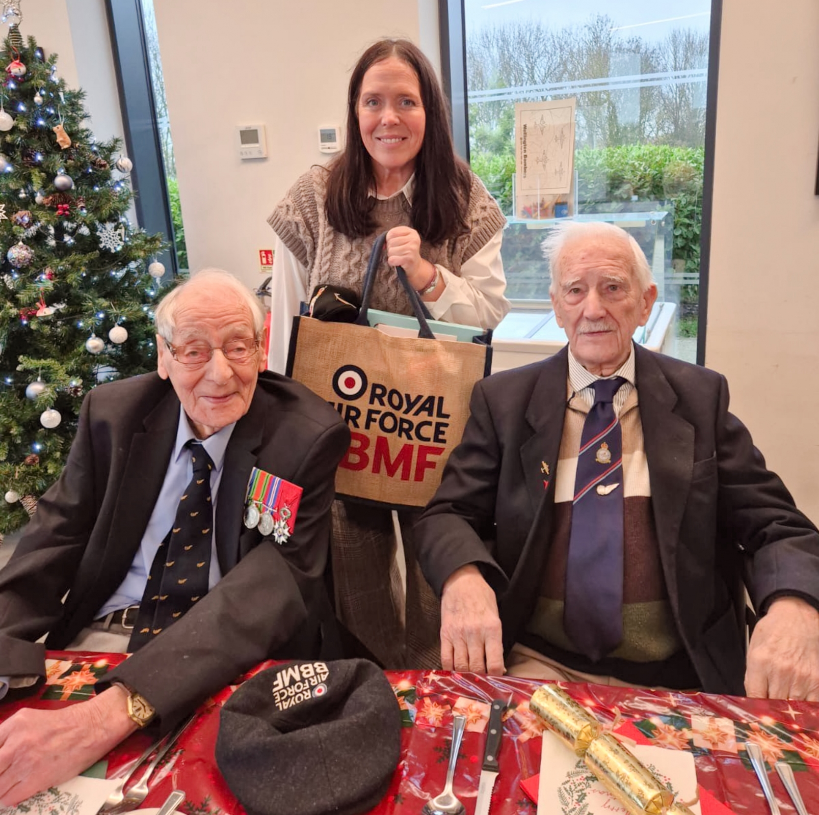 Diane from BBMF with the hamper Bert and Eddie