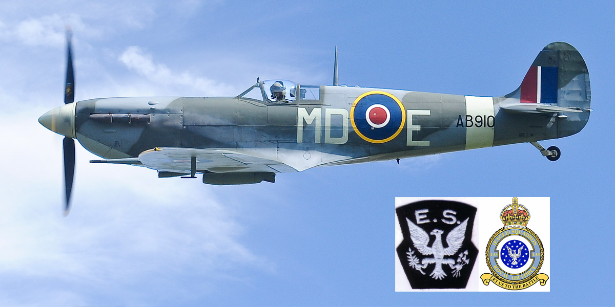 BBMF Spitfire Mk Vb AB910 in the code letters ‘MD-E’ that it wore whilst serving with No 133 (Eagle) Sqn