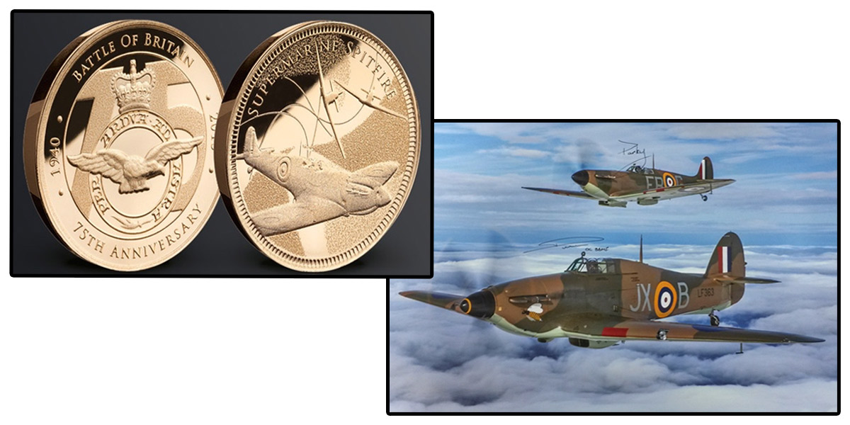 February and March's prizes - a gold Spitfire medal and a photographic print