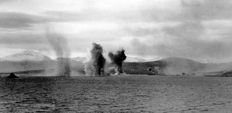 ‘Tallboy’ bombs rain down on Tirpitz